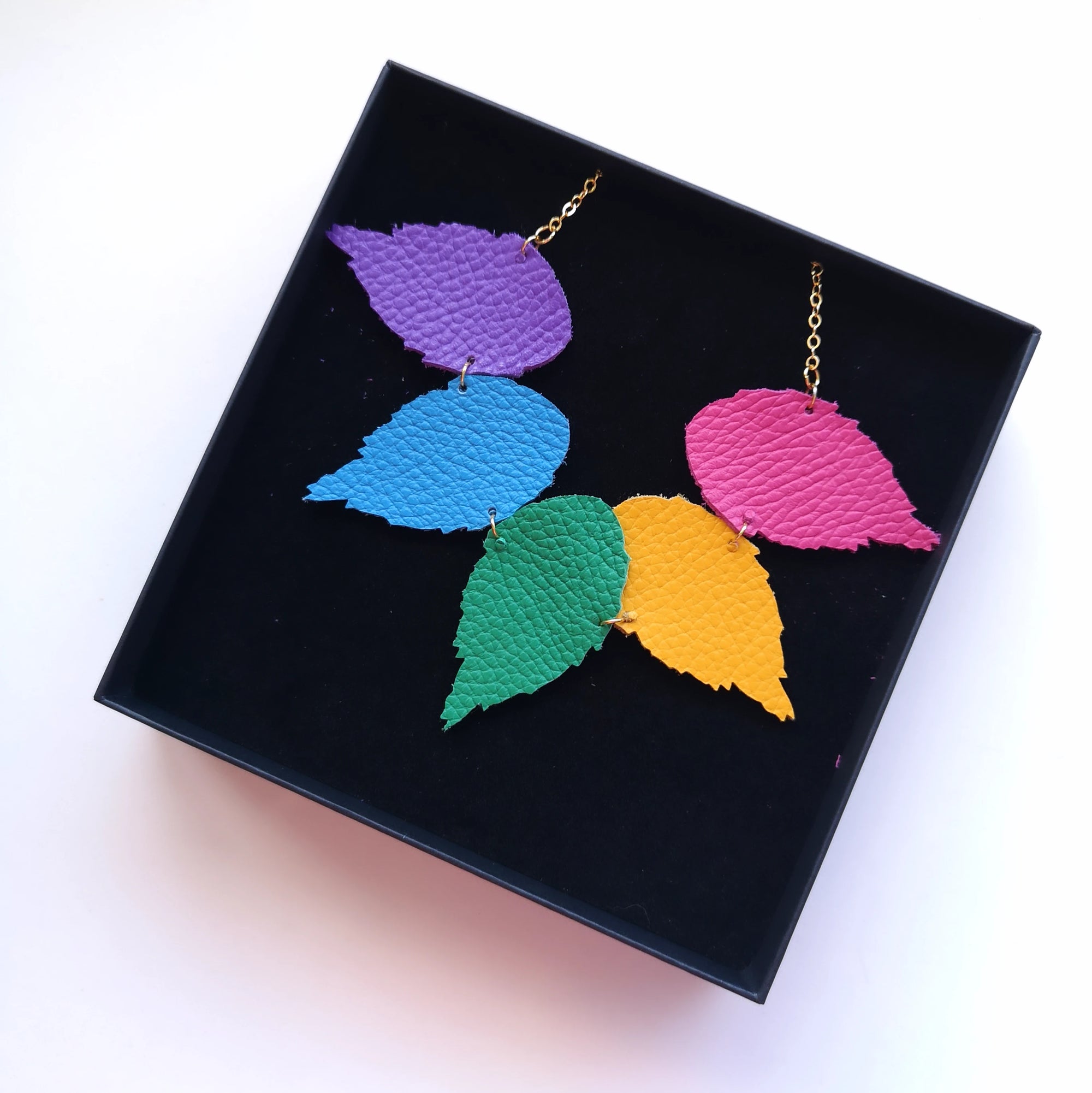 The Duilleog Collection 5 Leather Leaf Necklace