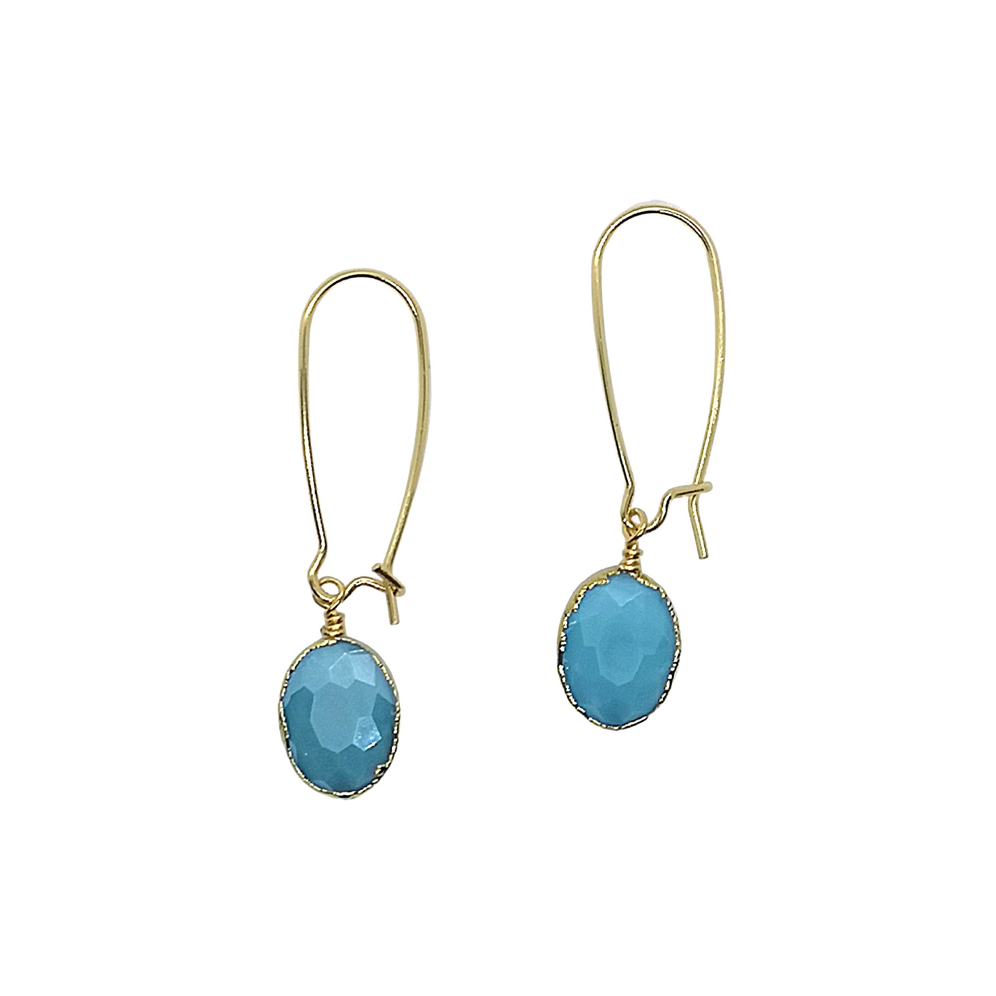 Brass Oval Looking Glass Earrings